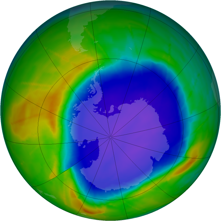 Antarctic ozone map for 28 September 2010